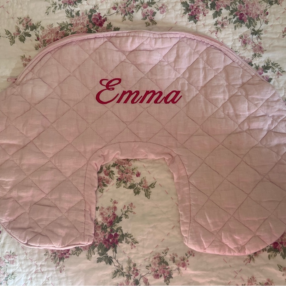 Belgain Linen Pottery Barn Boppy Nursing Pillow - Pink “Emma”